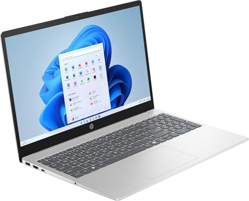 HP 15.6” Laptop, Intel Core i3-N305 Processor (8-Core), 8GB RAM, 128GB UFS Storage, 15.6-Inch HD Display, Intel UHD Graphics, Wi-Fi, Windows 11 Home, Natural Silver