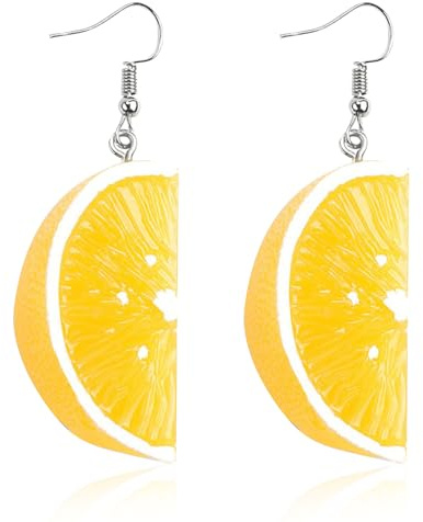 3D Ohrringe Obst hängend damen, Exquisit Orange Ohringe, Süße Zitronen Ohrring, Niedliche Schmuck Hängende Ohrringe Frucht für Karneval, Frühling Sommer Partys