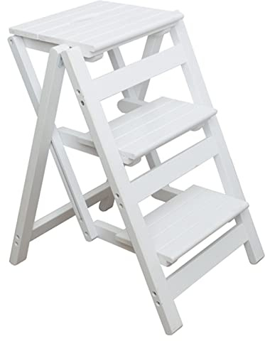 LISHEUK Taburete Plegable de Madera para el hogar, la Oficina o la Biblioteca. Silla Escalera portátil Multiusos con estantería.