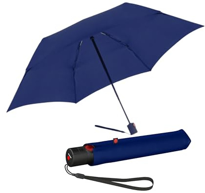Knirps Fickparaply Ultra U.200 Medium Duomatic – automatiskt automatiskt – stormsäkert – vindtätt, marinblå, M