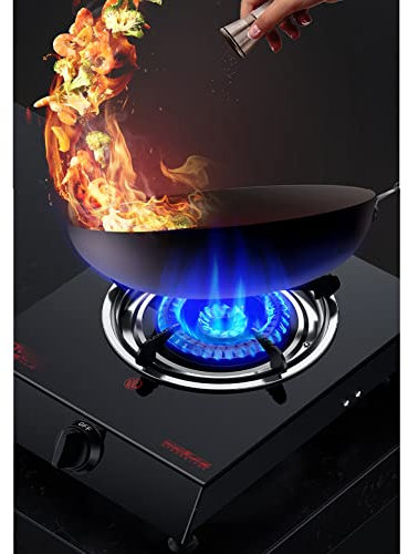 IBOWZ Plaque de Cuisson Gaz Table de Cuisson à gaz Table de Cuisson à gaz 4.2KW Cuisinière à gaz de Bureau,Cuisinière de Camping à brûleur GPL en Fonte,pour réchauffer,Cuire,bouillir,Frire,mijoter