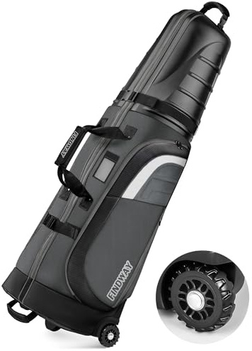 Findway Golf Reisetasche mit Rädern, Hochwertige wasserdichte Golftasche für Reisen und Flüge mit Rädern und Hartem Kopfteil, Schutz für Schläger, Tragbar und Leicht