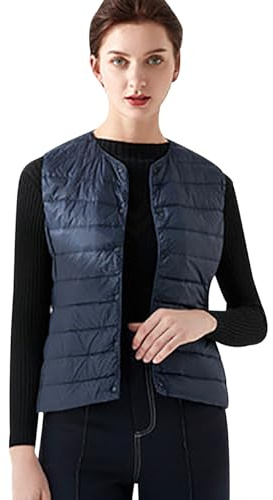 Doudoune Legere sans Manches Femme Gilet Duvet sans Manche Femme Veste Doudoune Légère Fine sans Manche Femme Gilet Matelassé sans Manches Femme Blouson Rembourré Manteau sans Manche Femme