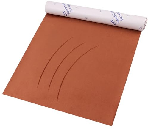 HKC Mikrofaserstoff selbstklebend Gelblich braun 42*150 cm Wildlederimitat | Selbstklebend Kunstleder Wildleder Optik Stretch Dehnbar Stoff Velours für Cockpit, Polsterungen, Schmuck Schublade