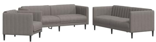 vidaXL Sofagarnitur 3-TLG., Sessel Couch Sofa für Wohnzimmer, Loungesofa Polstersofa mit Stützbeinen, Couchgarnitur Sitzmöbel, Modern, Taupe Stoff