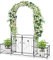 GOPLUS Arche de Jardin Porte en Métal avec 2 Jardinières Latérales, Treillis en Arc avec Portail Verrouillable, pour Plantes Grimpantes, Roses, Vignes, Mariage, Décoration de Cérémonie,202x50x220CM