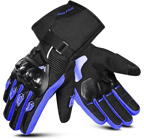 WESTWOOD FOX Guantes de Moto de Invierno para Hombres y Mujeres, Guantes Impermeables para Motocicleta, Pantalla táctil, Ligeros, Guantes de protección cálida para BMX, ATV, UTV,MTB (Negro Azul, M)