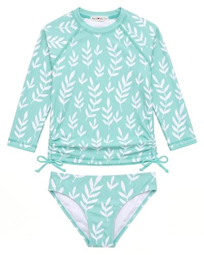 weVSwe Fille Maillot de Bain Imprimé 2 Pièces Manches Longues Rashguard Bas de Bikini Enfant Rash Guard Anti-UV Protection Solaire de 3-4 Ans