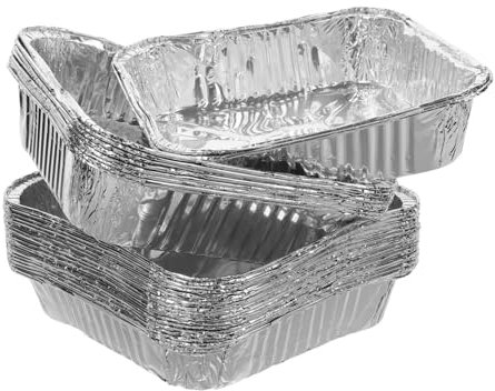 Cabilock 30Pièces Barquettes Aluminium Jetables pour Cuisson Moules Carrés pour Gâteaux Rôtissage et Stockage pour Air Fryer et Barbecue