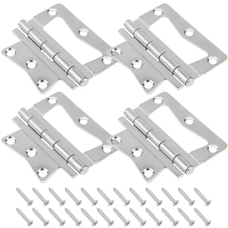 4 Pack Non-Mortise Butterfly Hinges Replacement for Mobile Homes/RV Interior Hinges, Heavy Duty Stainless Steel Butterfly Hinge with Mounting Screws
