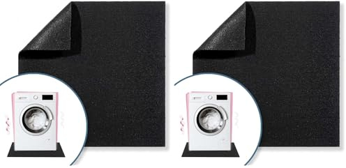 Nicoman Anti-Vibration Washing Machine Mat, Tumble Dryer Matt, Speakers Drum Noise Reduction Matting, 600 x 600 x 8 mm Black (Pack of 2)