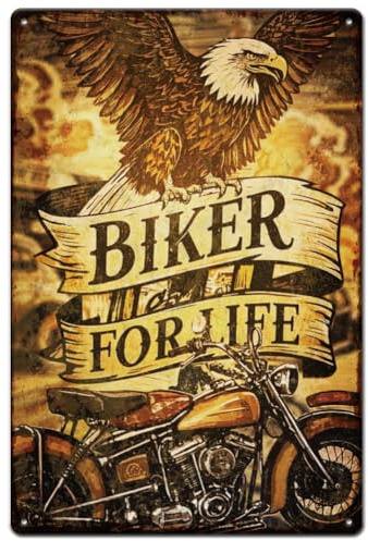 SUPERDANT Cartelli In Latta Biker For Life Targhe In Metallo con Motociclette Eagle Poster Vintage Da Parete Insegne Retrò per Garage Targhe In Latta per Bar Pub Decorazioni Da Parete Regali