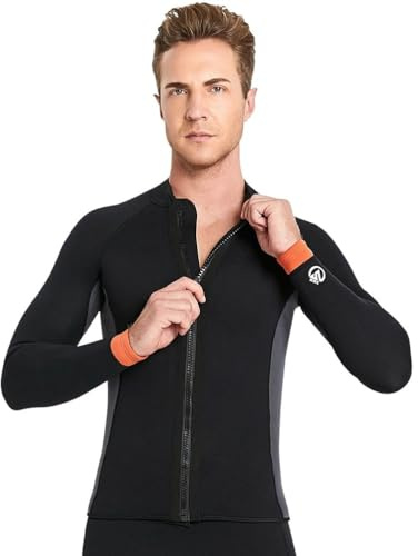 HEFAM Traje de Neopreno 3mm Dos Piezas Chaqueta Pantalón Mangas Largas Tallas Grandes para Buceo Snorkel Surf Natación Hombre Mujer,Man Black,L