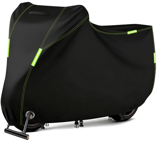 Motorrad Abdeckplane Outdoor - Wasserdicht, Reißfest & Winterfest | 210D Oxford Motorradabdeckung Motorradgarage mit UV-Schutz & Winddichte Schnallen | Für Motorroller Mopeds Motorräder(265x105x125cm)