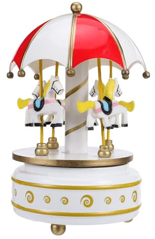 Ciieeo Caja de Música Giratoria de Madera con Mecánico Detalle Tallado Mano Decoración Retro para Escritorio Regalo para Niñas Cumpleaños y San Valentín