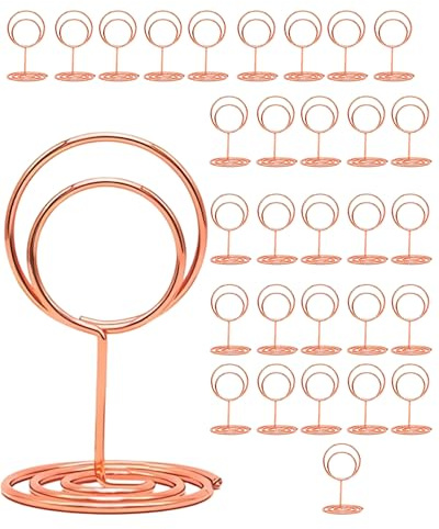 Fonyiunce 30 pcs Soporte Numero de Mesa mini Portatarjetas de Lugar Soportes para Números de Mesa Soporte para Fotos para Restaurante boda Fiesta Tarjeta de Visita Menú Número de Mesa (Oro rosa)