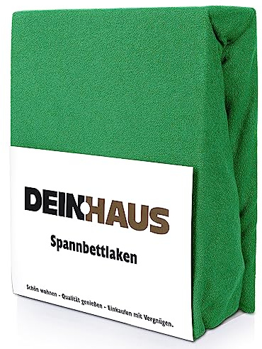 dh dein. haus Drap housse en tissu éponge, coton, Coton, vert foncé, 160 x 200 cm