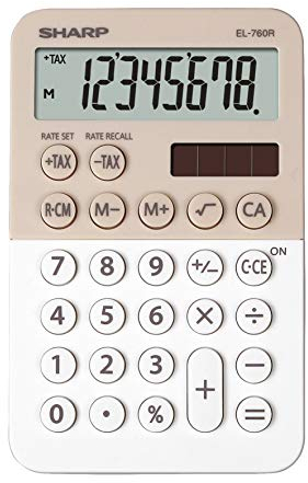 Sharp EL-760 R Taschenrechner, 8-stellig, 3 Tasten-Speicher, Solar-/Batteriebetrieben, Latte