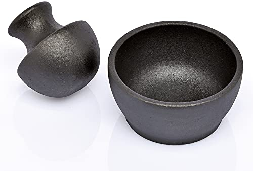 Zassenhaus Mano Gewürzmörser aus Gusseisen Emailliert in der Farbe Schwarz, Maße: 10cm x 10cm x 7,5cm, 076127