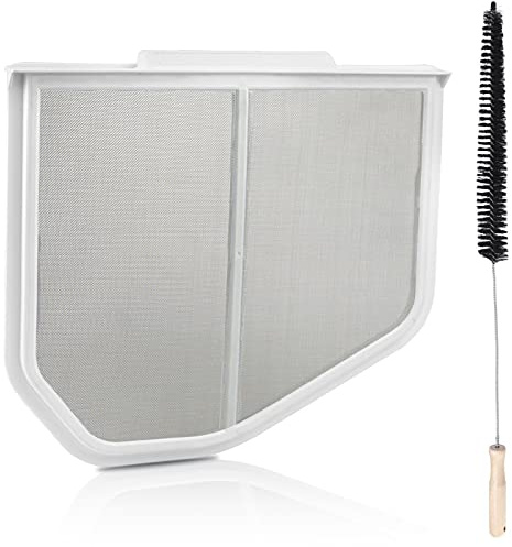 W10120998 Dryer Lint Filter Catcher Stainless Steel Screen Mesh for Whirlpool Kenmore Maytag Dryer Lint Screen Replacement Part W10049360, 8066170 with Clothes Dryer Lint Vent Trap Cleaner Brush