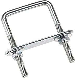 sourcing map 4 Stück Vierkant U-Bolzen Bügelschrauben Bügelbolzen 1-5/8(42mm) Innenbreite Kohlenstoffstahl M6 mit Muttern, Rahmenplatte, runde Unterlegscheiben