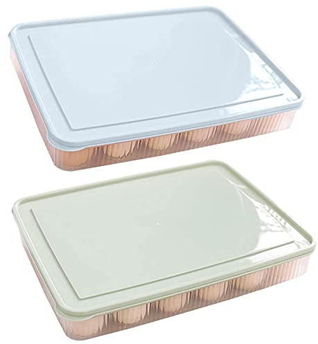 Contenitore per Uova in Plastica, 2 Pcs Uova per Frigorifero Scatole con Coperchio, Portauova Frigorifero 24 Uova, Porta Uova per Trasporto, Scatola Porta Uova Impilabile per Frigorifero Cucina Picnic