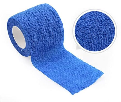 JOYDREAMDESIGN 1 Rotolo 4.8m Nastro Avvolgente Fasciatura Elastica Autoadesiva Colorata Sportiva Per Rilievi Di Supporto Del Ginocchio Dito Caviglia Palmo Spalla-Blu,7.5cm X 4.8m