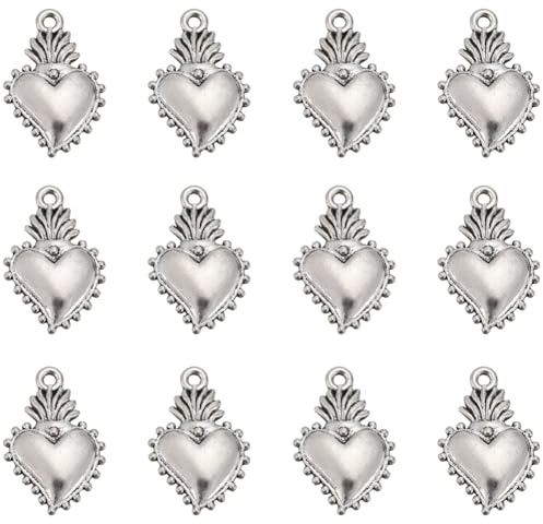 SUNNYCLUE 1 scatola 80 ciondoli a forma di cuore sacro in stile tibetano argento antico doppio lato ciondolo a forma di cuore sacro ciondolo San VALENTINO per vacanze Pasqua per