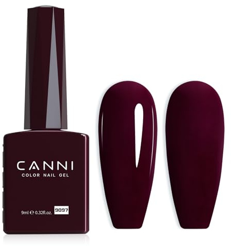 CANNI Dark Red Gel Nail Polish, 1Pcs Burgundy Red Gel Polish Deep Red Color Nail Polish Gel High Gloss Soak Off U V Gel Nail French Nail Manicure Salon DIY