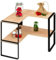 Scaffale Angolare da Terra per Cucina e Salotto - Mensole Angolari per Organizzazione Libri e Riviste, in Metallo e Legno, 40x40x35cm, Marrone e Nero