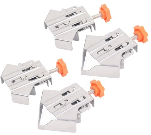 Right Angle Clamp, 4PCS 90 Degree Corner Clamps for Woodwork, Adjustable Open and Close Type Right Angle Clamp Stainless Steel Carpenter Splicing Clamp Wood Fixing Clamping Tool