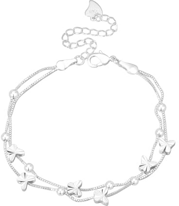 Aatpuss Armband Mädchen, Silver Butterfly Bracelet, Love Heart Bracelet, Armband Damen Silber, Freundschaftsarmbänder, Einstellbar, Passendes Geschenk Für Frauen Und Mädchen