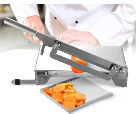 MLUENF Machine à trancher Les Aliments congelés manuellement en Acier Inoxydable avec poignée antidérapante, trancheuse à légumes, Viande, Fromage, trancheuse à charcuterie pour la Cuisine à Domicile