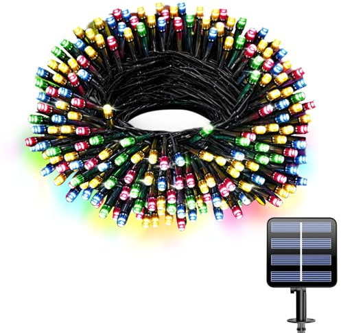 Electight Bunte Lichterkette Außen, Solar Lichterkette 10M 100 LED | IP65 Wetterfest Solarlichterkette 7 Farben LED Leuchtet 8 Modi für Outdoor, Garten, Bäume, Hochzeiten, Partys, Weihnachten