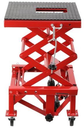 NICCOO Motorradhebebühne,Hhydraulischer Motorradheber Hebebühne, Einstellbare 350-905 mm Montagebock Motorradlift 158kg