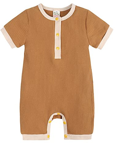 Bebisar pojkar outfit 1 st outfit nyfödd baby flicka bomull räfflad sparkdräkt overall kortärmad lekdräkt vida byxor kläder snöbyxor barn
