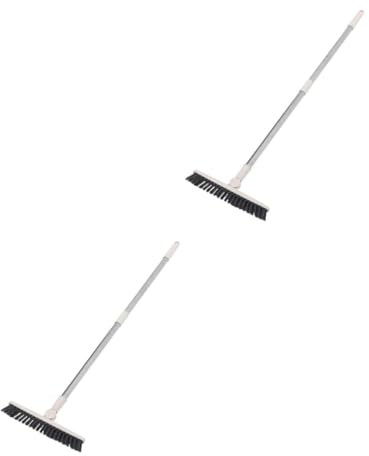IWOWHERO 2 Pièces Brosse à Plancher Pivotante Nettoyage Tournant Laveur Électrique Brosse à Récurer avec Vadrouille Pliable Poignée Autolaveuse Électrique Voiture Gratter Blanche Plastique