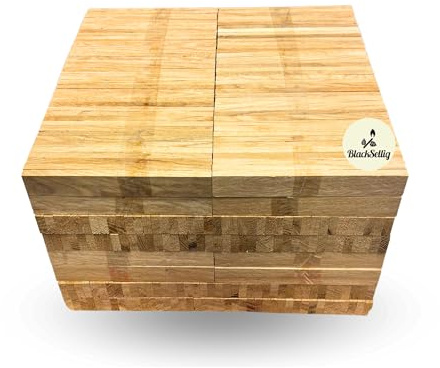 BlackSellig Bastelklötze aus Holz 22 x 8 x160mm Eiche – DIY, Modellbau & Dekoration. Unbehandeltes Naturprodukt, vielseitig nutzbar für kreative Projekte und Handwerksideen. (800 Stück)