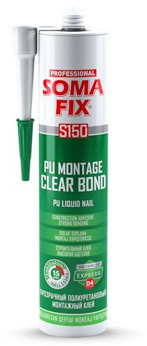 No Nails - (Heat Resistant & All Weather) PU Montage Clear Bond | Strong Polyurethane Glue for Brick, Tiles, Wood, Stone, Rubber, Iron, Steel, PVC & More - 310ml