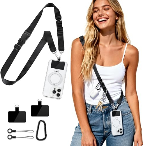 GMETINK Multifunctional Phone Lanyard, Cell Phone Universal Adjustable Anti-Theft Crossbody Phone Strap Fits Full-Cover Phone Cases, Portable Key Clip, Travel Essential