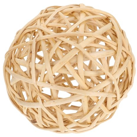 HOMOCONO Rattankugel 15cm Natürlich Rattan Ball Handgefertigt für Dekorative Schalen und Vasen als Wohnaccessoire und Fotorequisite