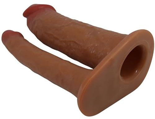 CUPIDO TOYS Guaina fallica strapon per uomo doppia penetrazione della donna. Strap on con doppio dildo cavo indossabile dall'uomo per la doppia penetrazione della donna (anale e vaginale) insieme.
