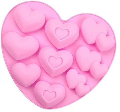 SamHeng Heart Shaped Chocolate Moulds, 3D Silicone Candy Making Moulds, DIY Jelly Mould for Birthday Christmas Valentine's Day Anniversary