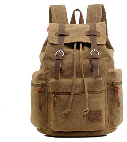 Vintage Lona Mochila Gran Capacidad Mochila para Ordenador portátil Casual Viaje Rucksack para Hombres
