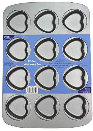 PME Non Stick 12 Cup Mini Heart Pan, Carbon Steel,Grey