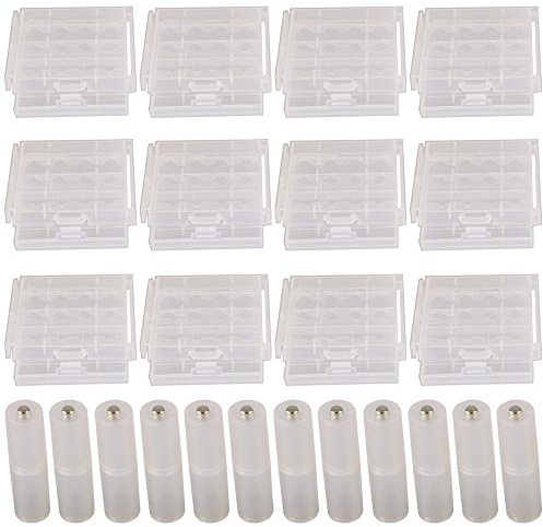 GTIWUNG 12 st plastbatterilåda (4 celler), batteriförvaringslåda, AAA-batterier och AAA-batterier + 12 st AAA till AA batteri adapteromvandlare