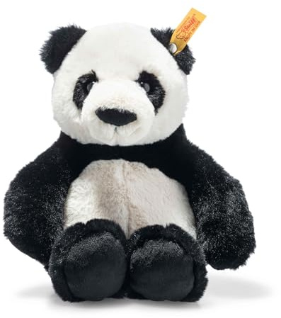 Steiff 75650 Soft Cuddly Friends Ming Panda-27 cm-Kuscheltier für Kinder – kuschelig & weich-waschbar (075650), weiß/schwarz