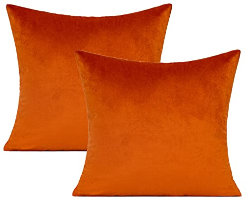 40.6x40.6 cm, 2 Stück, gebranntes Orange, Herbst, Dekoration, Thanksgiving, Rost, Samt, Outdoor-Couch, dekorative Kissenbezüge, Heimdekoration für Veranda, Terrasse, Sofa, Schlafzimmer, Auto