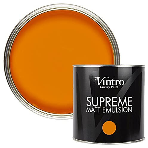 Vintro | Luxury Matt Emulsion | Smooth Chalky Finish | Multi Surface Paint | for Walls, Ceilings, Wood and Metal 2.5L (Orange - Pumpkin, 2.5 Litres)