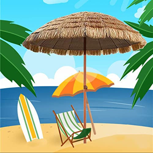 Sombrilla de Paja de simulación de 160cm, sombrilla de Exterior, sombrilla de Playa, sombrilla de jardín, Plegable, para Piscina, Cubierta de Camping, Pesca en el Patio, Color Natural
